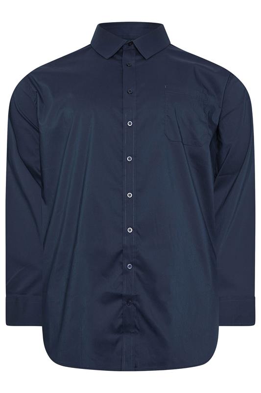 D555 Big & Tall Navy Blue Long Sleeve Non Iron Stretch Shirt | BadRhino 2