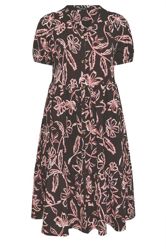 EVANS Plus Size chocolate Brown Floral Tiered Dress | Evans 5