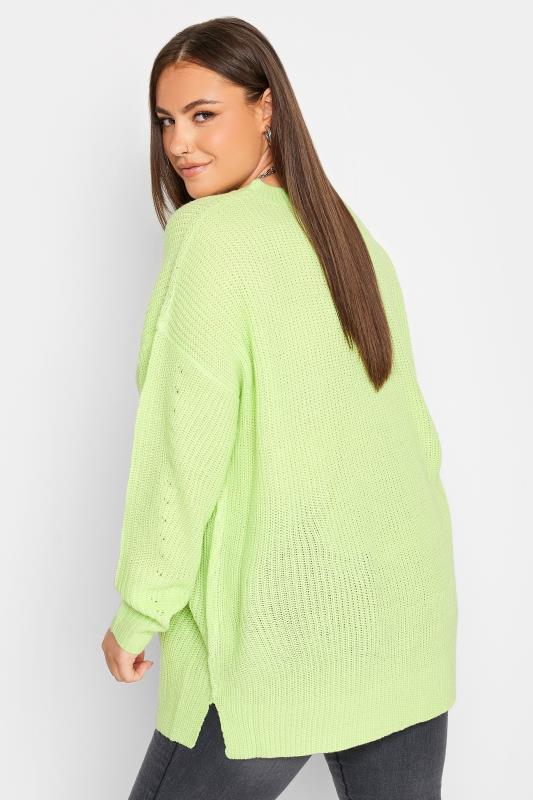 YOURS Plus Size Lime Green Ribbed Knit Jumper | Yours Clothing 4