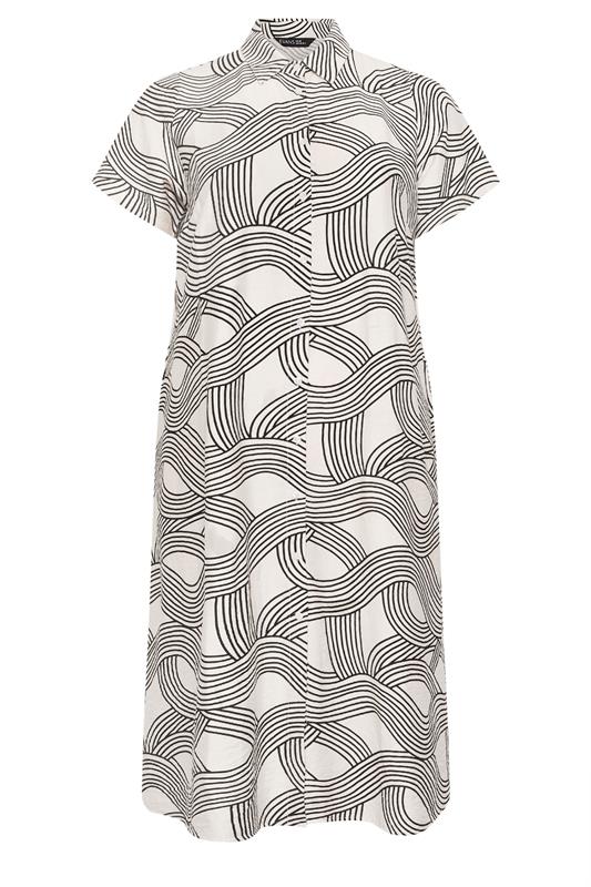 EVANS Plus Size White & Black Linear Shirt Dress | Evans 6