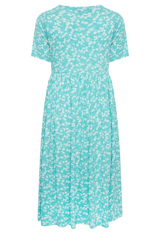 YOURS Curve Plus Size Light Blue Floral Disty Print Smock Dress | Yours Clothing  7
