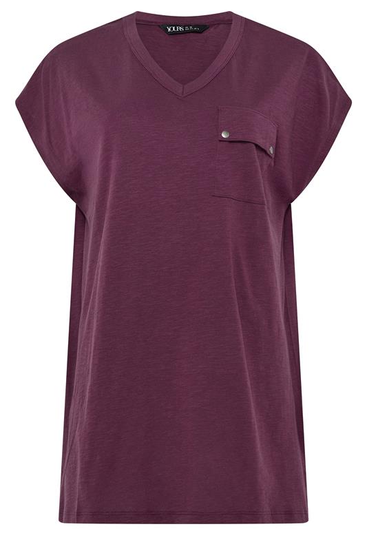 YOURS Plus Size Purple Stud Pocket T-Shirt | Yours Clothing 5