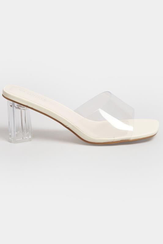 LIMITED COLLECTION White & Clear Block Heel Mules In Extra Wide EEE Fit | Yours Clothing 2
