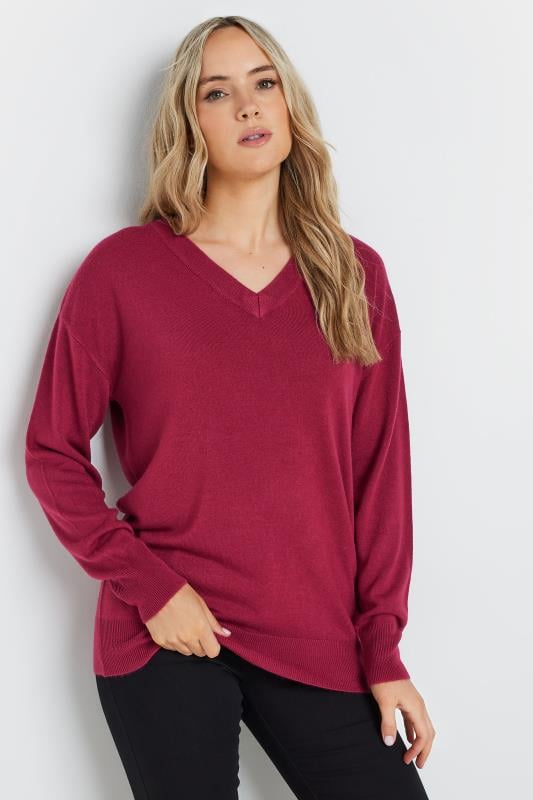 Tall  LTS Tall Red Long Sleeve V-Neck Jumper