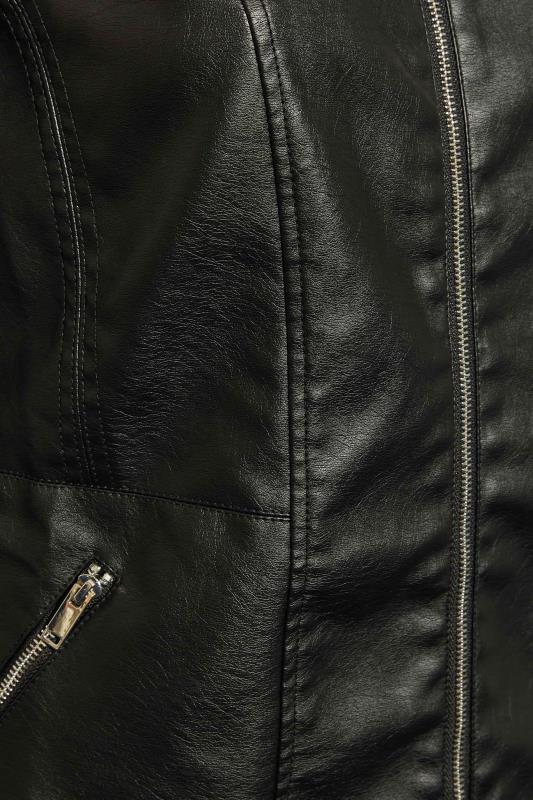 Plus Size Black Faux Leather Jacket | Yours Clothing 5