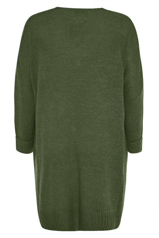 Plus Size Curve Khaki Green Drop Sleeve Knitted Jumper Dress | Yours Clothing 7