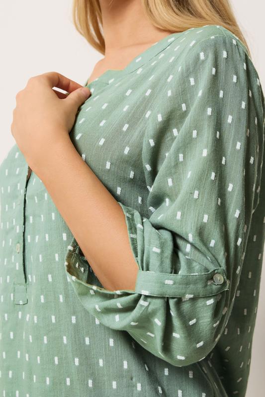 M&Co Sage Green Notch Neck Dobby Shirt | M&Co 4
