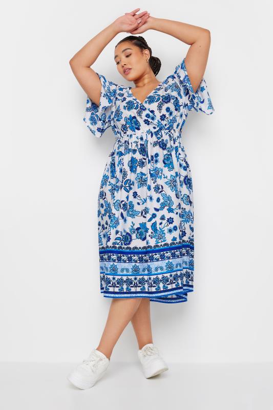 LIMITED COLLECTION Plus Size Blue Floral Print Border Midaxi Dress | Yours Clothing 2
