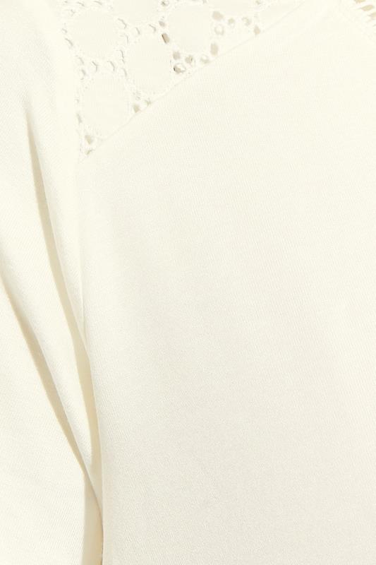 Curve White Embroidered Shoulder Detail T-Shirt 5
