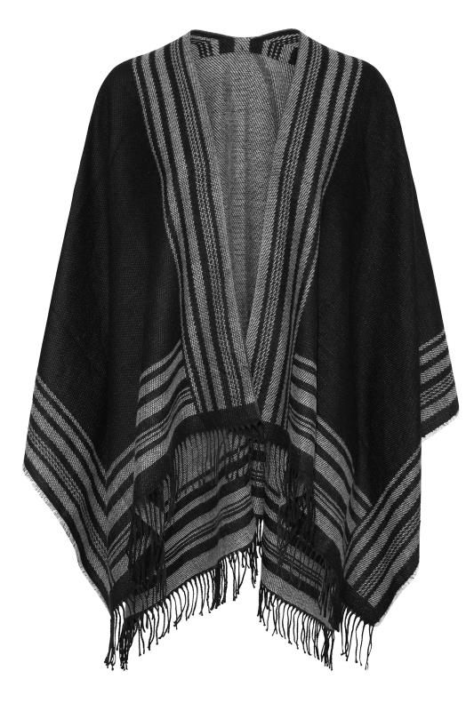 Black Stripe Jacquard Knitted Wrap Shawl_F.jpg