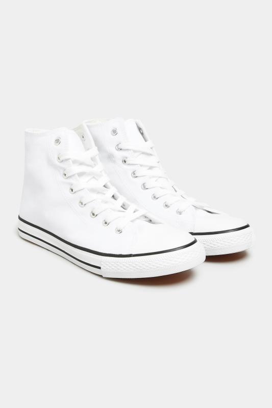 LTS White Canvas High Top Trainers In Standard D Fit 2