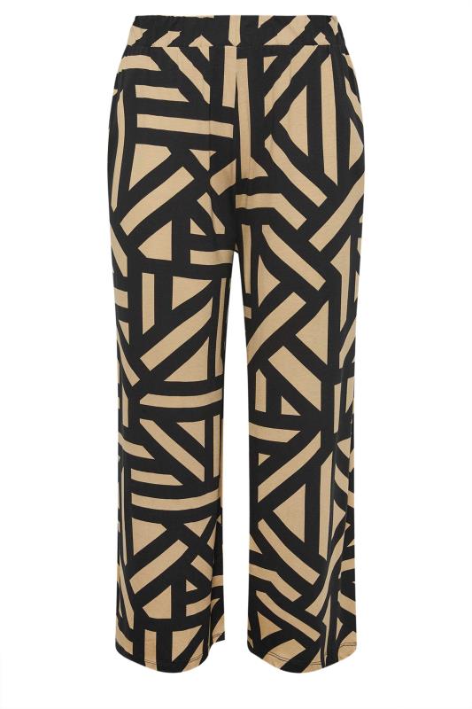 YOURS Plus Size Beige Brown Geometric Print Wide Leg Trousers | Yours Clothing 5