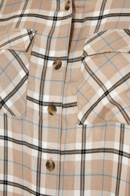 Plus Size Beige Brown Check Longline Boyfriend Shirt | Yours Clothing 5