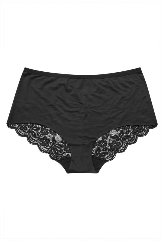 YOURS 3 PACK Plus Size Pink & Black Lace Back Full Briefs | Yours Clothing 5