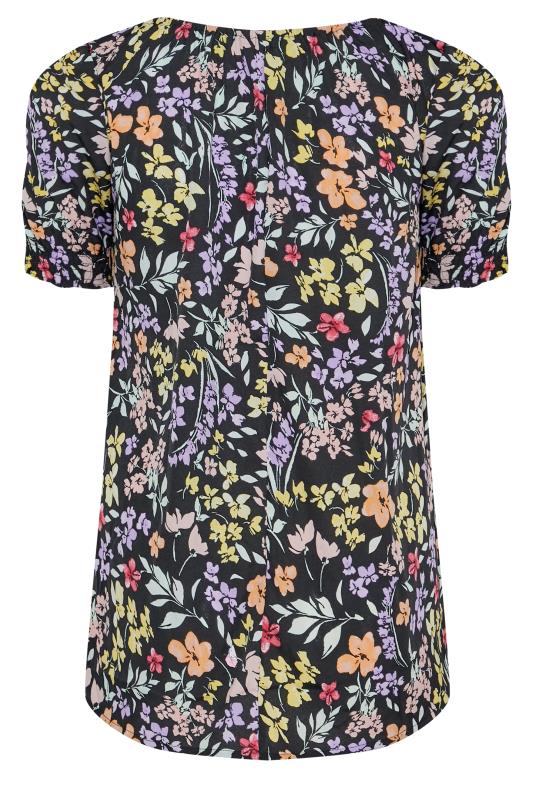 Plus Size Black Floral Print Gypsy Top | Yours Clothing  7