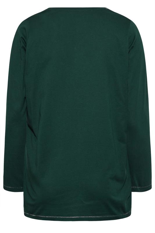 Plus Size Forest Green Long Sleeve Pyjama Top | Yours Clothing  7