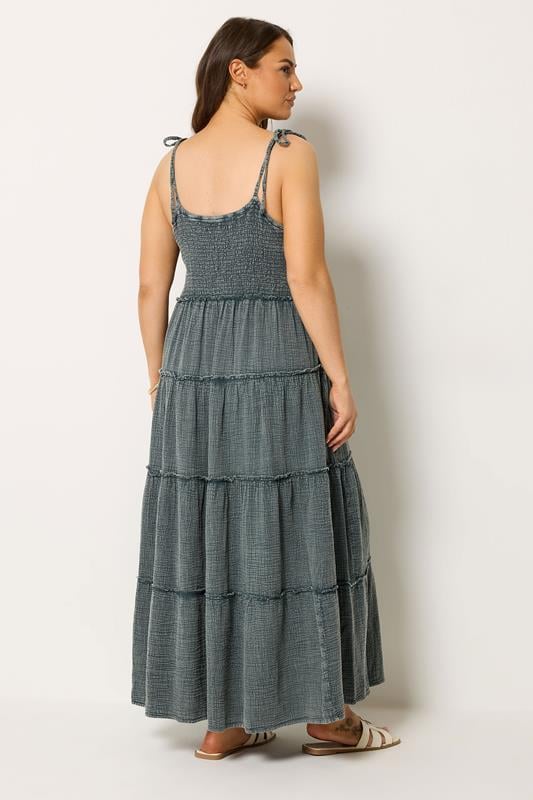 YOURS Plus Size Grey Cheesecloth Tiered Dress | Yours Clothing 2