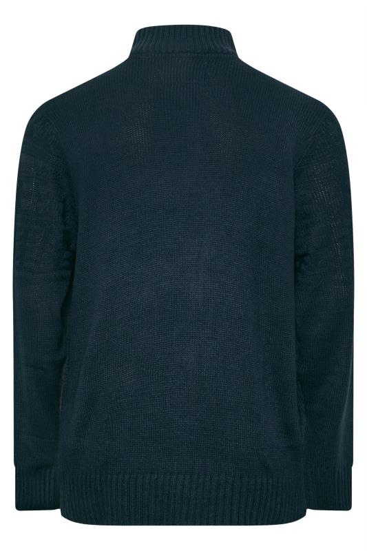 D555 Big & Tall Navy Quarter Zip Knit Jumper | BadRhino 4