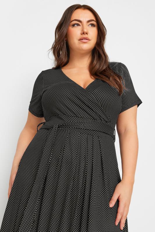 YOURS Plus Size Black Dot Print Maxi Wrap Dress | Yours Clothing 4