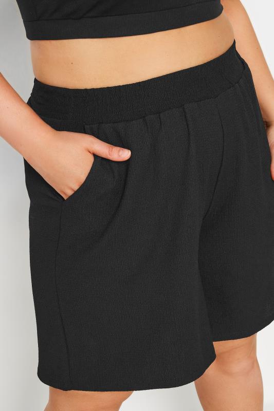 LIMITED COLLECTION Plus Size Black Crinkle Pocket Shorts | Yours Clothing 4