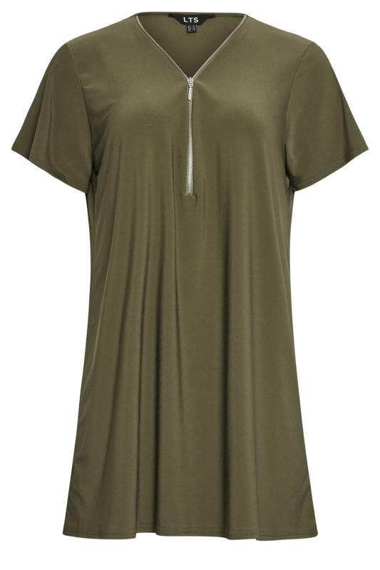 LTS Tall Women's Khaki Green Zip Detail T-Shirt | Long Tall Sally 5