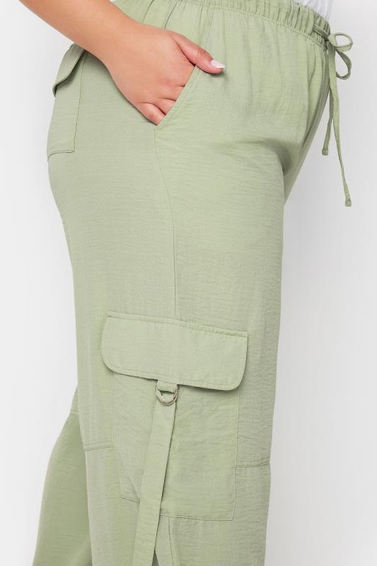 YOURS Plus Size Sage Green Twill Cargo Trousers | Yours Clothing 4