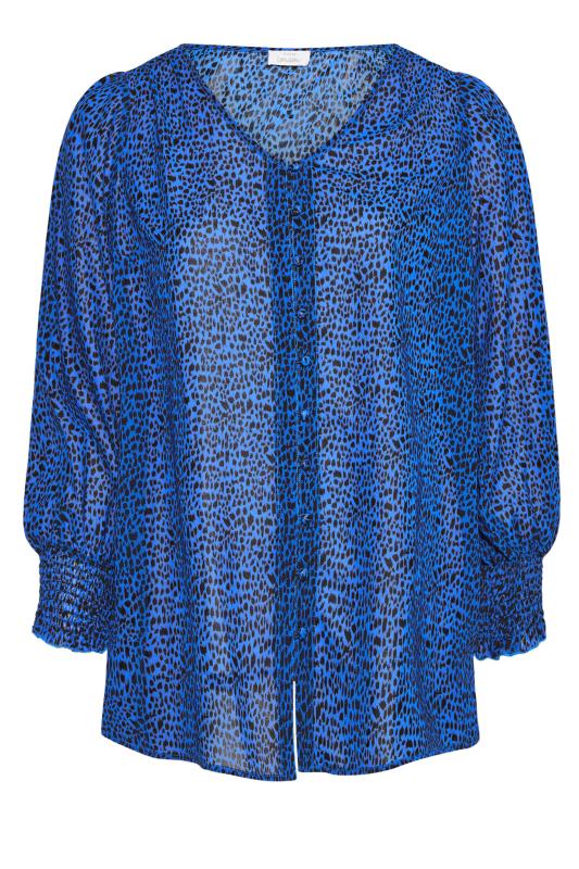 YOURS LONDON Blue Leopard Print Chiffon Shirt_RF.jpg