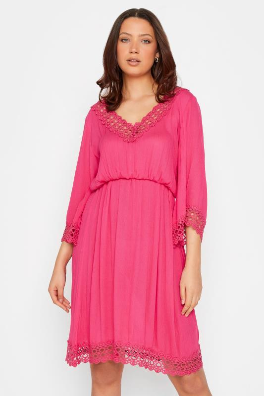 LTS Tall Hot Pink Crochet Kaftan Dress | Long Tall Sally  2
