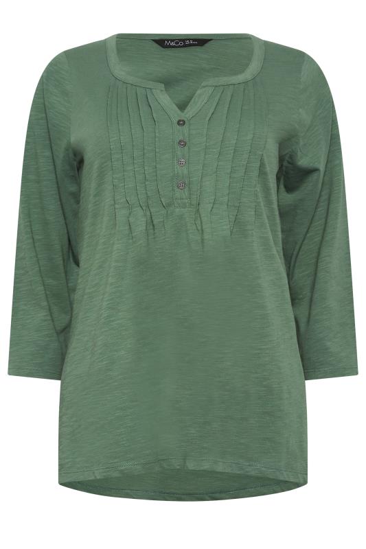 M&Co Sage Green Cotton Henley Top | M&Co 6