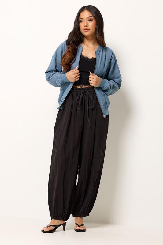 PixieGirl Petite Women's Blue Linen Bomber Jacket | PixieGirl 1