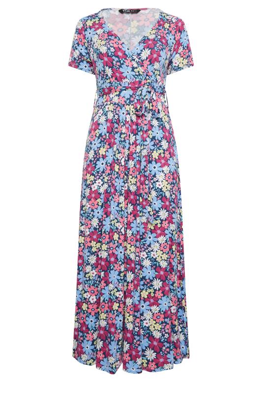 YOURS Curve Plus Size Light Blue Floral Midaxi Dress | Yours Clothing  6
