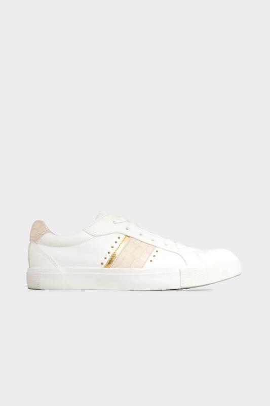 LTS White & Nude Snake Stripe Trainers In Standard D Fit 3