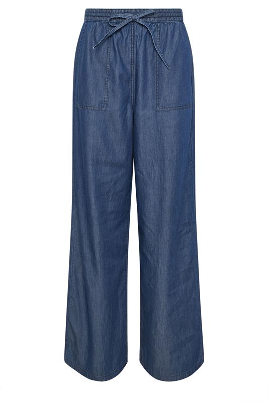 LTS Tall Women's Dark Blue Pull On Cotton Wide Leg Jeans | Long Tall Sally 6