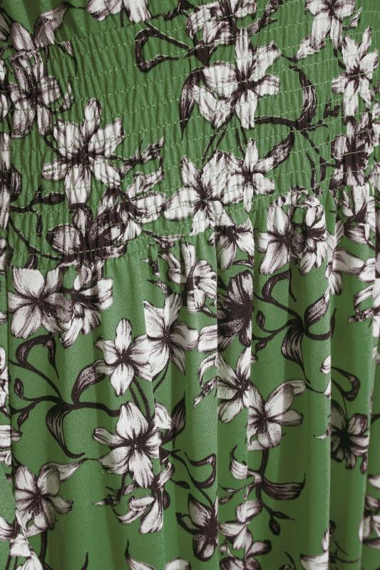 LTS Tall Green Floral Print Tie Neck Midi Dress 5