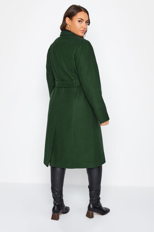 Plus Size Forest Green Belted Wrap Coat | Yours Clothing 3