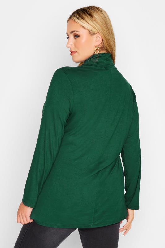 LIMITED COLLECTION Plus Size Forest Green Turtle Neck Top | Yours Clothing 3