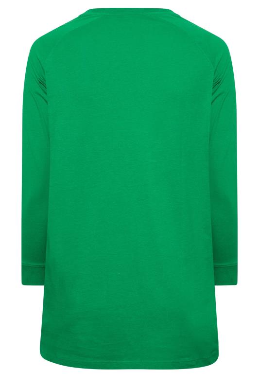 Plus Size Green Cotton Raglan T-Shirt | Yours Clothing 6