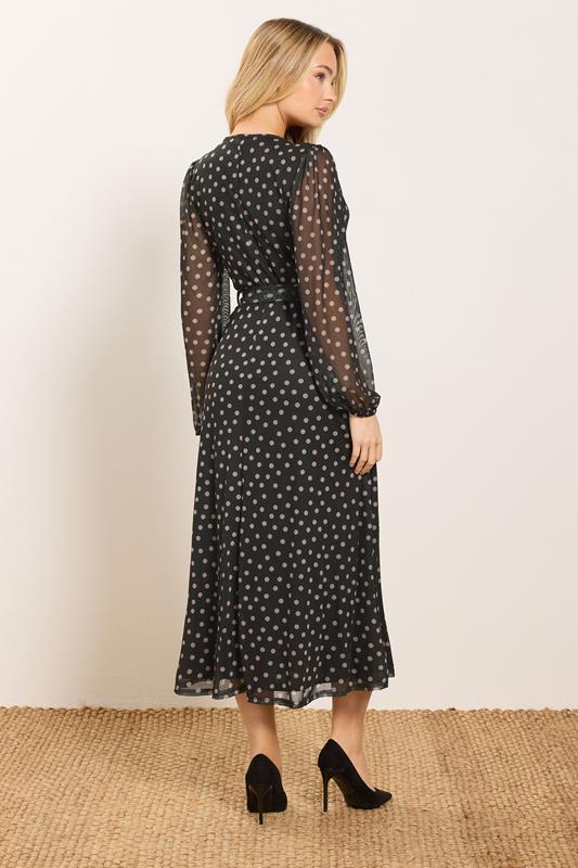 M&Co Black Polka Dot Mesh Wrap Dress | M&Co 2