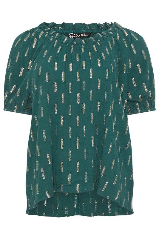 M&Co Teal Green Foil Detail Blouse | M&Co 5
