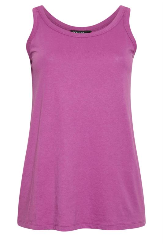 YOURS Plus Size Purple Cotton Blend Vest Top | Yours Clothing 5