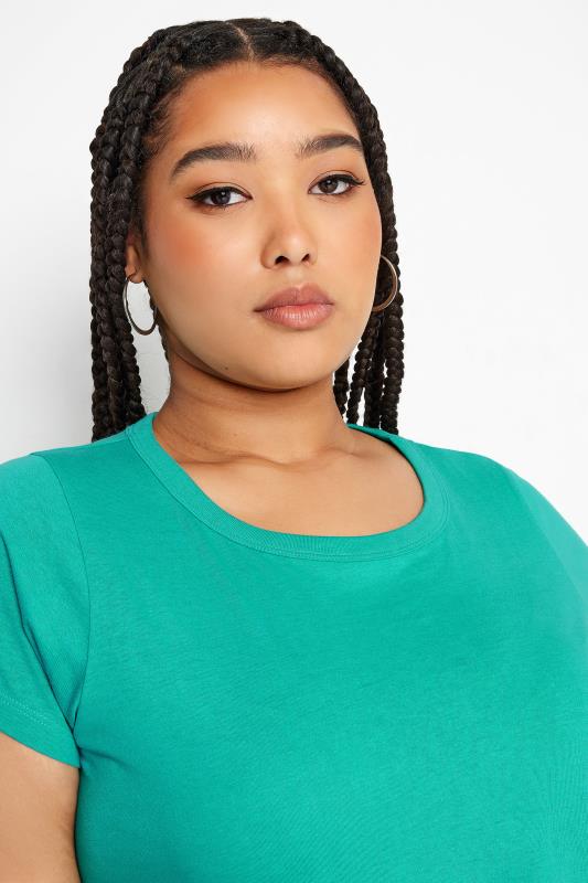 YOURS Plus Size Teal Blue Cotton Blend T-Shirt | Yours Clothing 4
