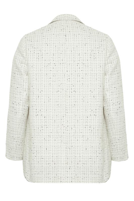 YOURS Plus Size White Check Boucle Blazer | Yours Clothing 7