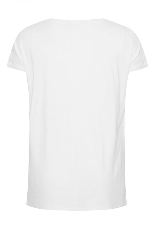 Curve White Floral Shoulder Detail T-Shirt 7