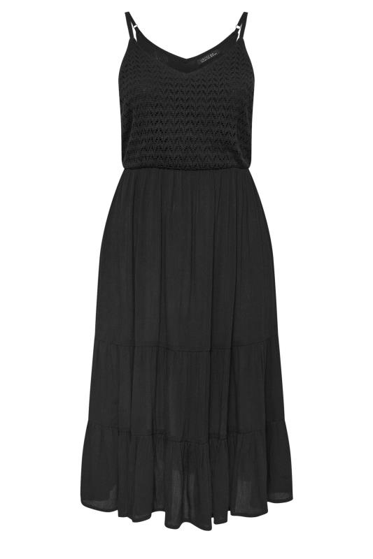 LIMITED COLLECTION Plus Size Black Crochet Crinkle Midaxi Dress | Yours Clothing 5