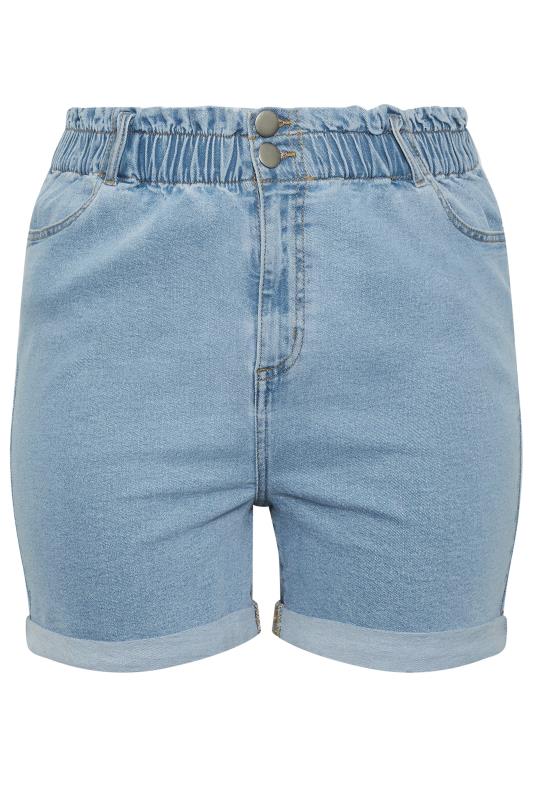 YOURS Plus Size Blue Elasticated Waist Stretch Denim Shorts | Yours Clothing 7