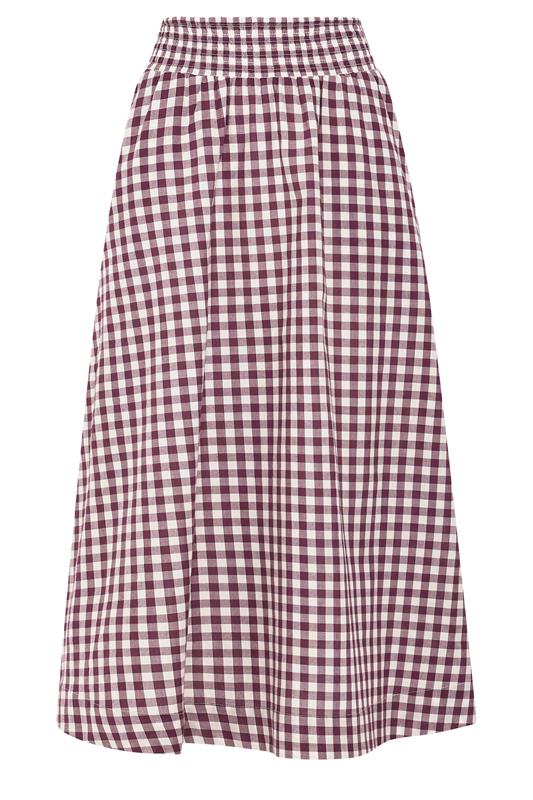 PixieGirl Petite Women's Plum Purple Gingham Cotton Shirred Maxi Skirt | PixieGirl 6