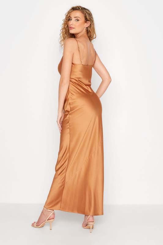 LTS Tall Bronze Brown Satin Maxi Slip Dress 3