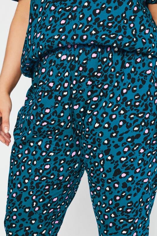 Plus Size Teal Blue Animal Print Pyjama Bottoms 4