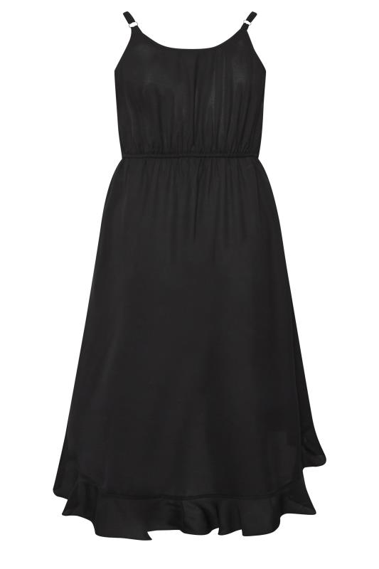 LIMITED COLLECTION Plus Size Black Frill Midaxi Wrap Dress | Yours Clothing  8
