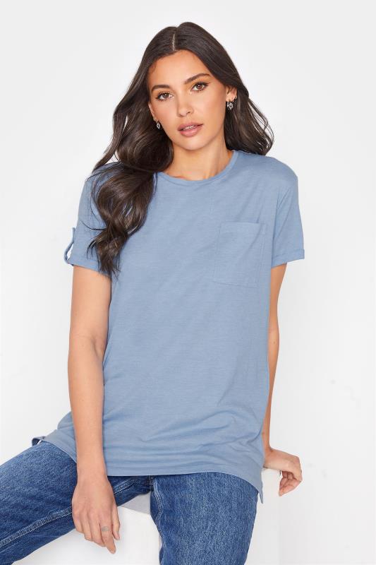Tall Women's LTS Blue Short Sleeve Pocket T-Shirt | Long Tall Sally 1
